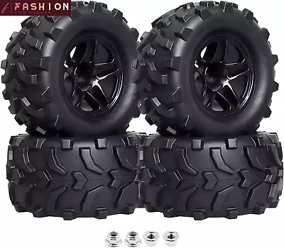 (4-Pack)  RC Truck 2.8  Tires & Wheels Rims With Foam Inserts 12Mm Hex Hub For 1 • $36.99