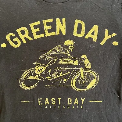 Vtg Green Day East Bay CA Skeleton On Motorcycle Racing Tour Shirt Medium Black • $79.99