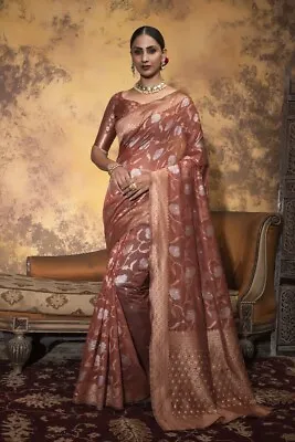 $42.75 • Buy Bollywood Indian Pakistani Span Cotton Saree Jacquard Woven Design Wedding Saree