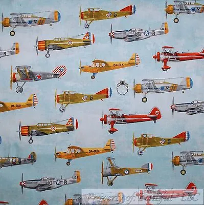 BonEful FABRIC FQ Cotton Quilt Blue Map USA Jet Air Force Bomber Airplane Print • $6.30