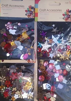 Acrylic Gems Craft Embellishments Card Making 360 Assorted Shapes • £1.99