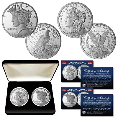 100th Anniversary MORGAN & PEACE DOLLAR 1 OZ Silver Nickel Tribute Set With BOX • $29.95