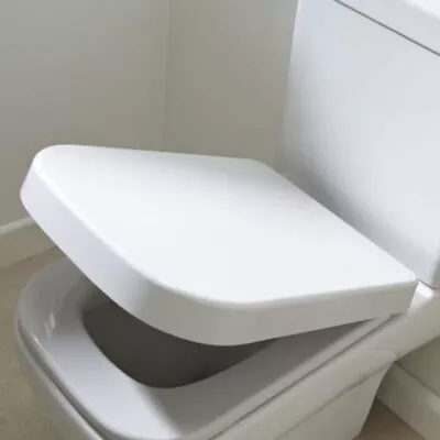 Soft Close Toilet Seat White Bathroom Square Shape Heavy Duty Seats Anti Slam D • £14.99