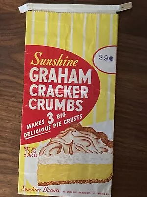 Vintage Sunshine Graham Cracker Crumbs Package. 40s Or 50s? Great Shape! • $7.95