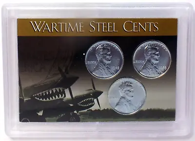 1943 Lincoln Steel Cent Penny Set PDS Mint WW2 Warhawk Fighter Plane World War • $10.95