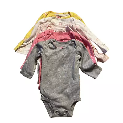 Carters Baby Girl Lot Of 5 Long Sleeve Bodysuits 6 - 9M • $9.99