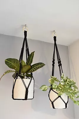 Macrame Plant Hanger Indoor No Tassel Rope Hanging Basket Flower Pot Holder • £10