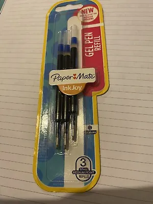 £3.50 • Buy Paper Mate Inkjoy Gel Pen Refills .7mm Medium Point Refills - Blue, Pack Of 3