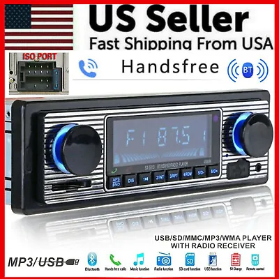 $20.89 • Buy Bluetooth Vintage Car FM Radio MP3 Player USB Classic Stereo Audio Receiver AUX