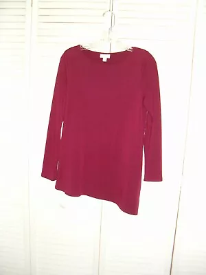 J Jill Pure Jill Luxe Tencel Burgundy Assymetric Tunic Top Size Small • $14.99