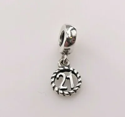 Pandora ALE Sterling Silver 925 21st Happy Birthday Dangle Charm Bead #790496 • £14.46