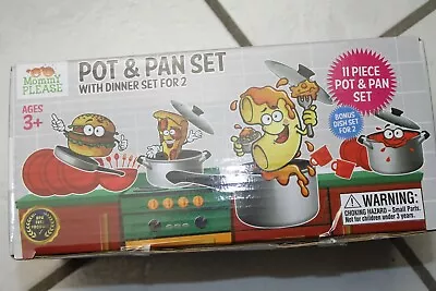 $16.99 • Buy 23 Pcs Children Kids Pots & Pans,Spatulas Forks+ W/ Dinner Set For 2 Play Dishes