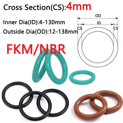 O-Ring O Rings Seals FKM/NBR Metric Cross Section 4mm ID 4mm-130mm OD 12mm-138mm • £2.12