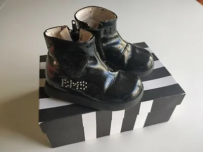£8 • Buy Children's Buckle My Shoe Black Patent Boots Size 21