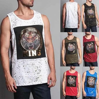 Men's Tiger King 3D Embossed Foil Print Sleeveless T-shirts  Tank Top   TT54-I9H • $9.95