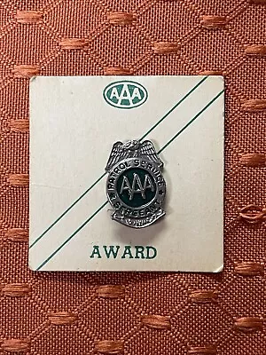 Vtg AAA School Safety Patrol Service Sergeant Mini Metal Pin Badge Award Green • $12