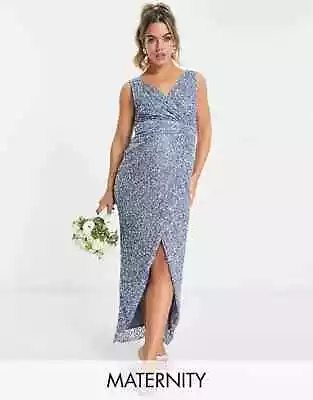 BEAUUT Maternity Bridesmaid Wrap Maxi Dress SIZE UK-12 EU-40 NEW RRP £145 • £86.95