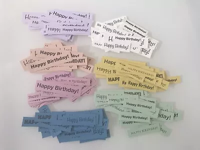 25 Colourful Birthday Card Sentiment Banners. Hand Made. Card Toppers. 200 Gsm • £1.65