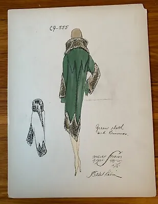 1920's ETHEL RABIN Vintage ART DECO Fashion Design Original Hand Colored Print • $70