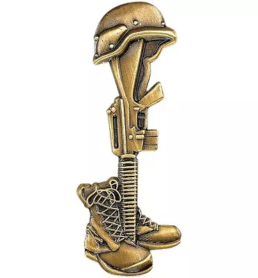 $6.75 • Buy Fallen Soldier Bronze Pin - Military Veteran Biker VFW Jacket Vest Hat Pin - New