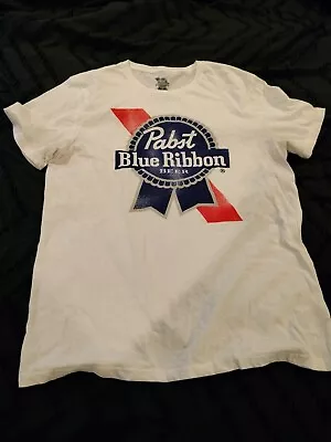 Pabst Blue Ribbon Beer T Shirt Mens Size Large White • $10