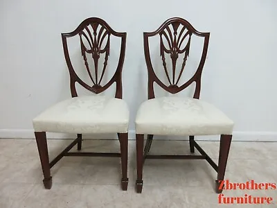 Pair Antique Mahogany Chippendale Shield Back Dining Room Side Chairs A • $629.10