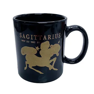 SAGITTARIUS The Archer Astrological Sign Black And Gold Coffee Mug Tea Cup 12 Oz • $14.59