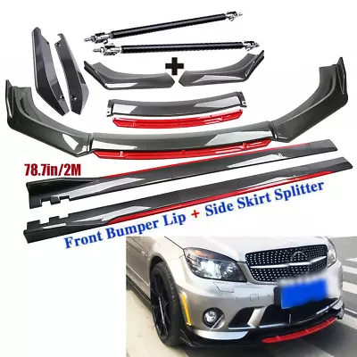 Carbon Fiber Front Bumper Spoiler + Side Skirt Rear For Mercedes-Benz C W204 • $149.99