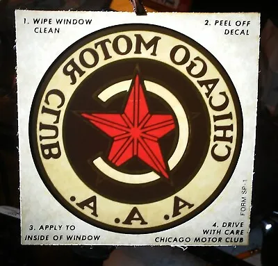 Chicago Motor Club AAA Inside Of Glass Sticker • $15.01