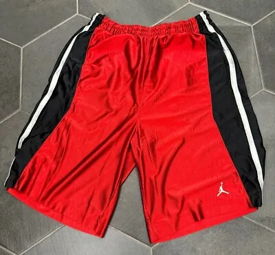 Vintage Jordan Shorts Men's XL Black Red Jumpman Basketball Long Satin • $23.95