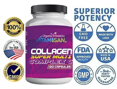Hydrolyzed Multi Collagen Peptide Capsules For Keto Hair Skin Nails Anti-Aging C • $12