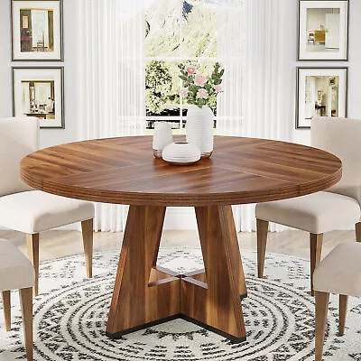 Tribesigns 47  Wood Round Dining Table Kitchen Table Small Dinner Table For 4 • $172.88