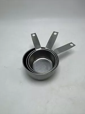 Foley  3 Stainless Steel Measuring Cups 1/2-Cup 1/3 Cup 1/4 Cup Script Vintage • $15