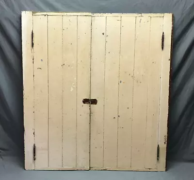 Pair VTG Shabby White Victorian Wood Cupboard Cabinet Doors Chic Old 675-24B • $175