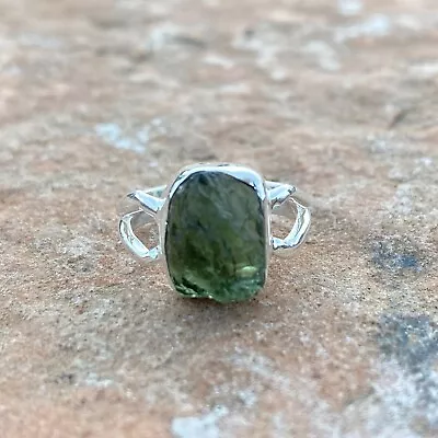 Natural Moldavite Raw Gemstone 925 Sterling Silver Stylish Ring Gifts All Size • $22.87