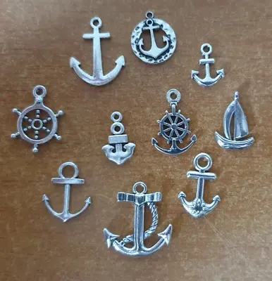 10 X Tibetan Antique Silver Colour Nautical Pendant Charm SIZE Various CR05 • £3.49