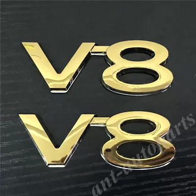 2x ABS Golden V8 Vintage Car Trunk Emblem Stickers Badge VXR 5.7 Land Cruiser • $14.90
