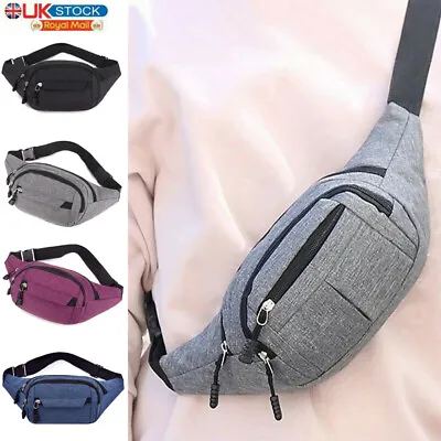 Waist Bum Bag Unisex Men Women Fanny Pack Holiday Travel Money Belt Pouch Wallet • £4.79