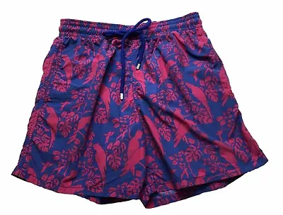 Vilebrequin Mens Swimwear Moorea Cockatoo Trunks Shorts Large Indigo Fuchsia • $89