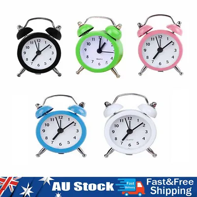 $12.19 • Buy Classic Double Bell Mini Alarm Clock Quartz Movement Bedside Night Analog Clock