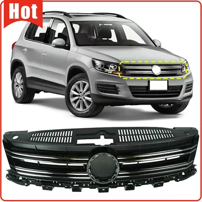 For 2012-2017 Volkswagen Tiguan VW Trim Chromed Grille Front Bumper Upper Grill • $71.20