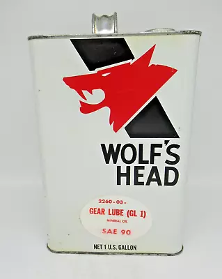 $50 • Buy Vintage Wolf's Head Motor Oil & Gear Lube Metal One Gallon Oil Gas Can - Empty