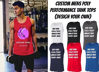 Ink Stitch Design Your Own Custom Printing Men Performance Poly Tank Tops • $28.99