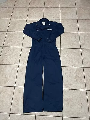 US Navy Utility Military Jumpsuit Zipper Blue Coveralls Size 40 L Mens  • $12