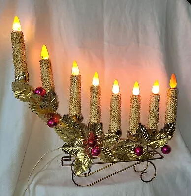 Vintage 1959 Mirostar Products Gold Mesh 8 Lighted Candles Candolier Candelabra • $200