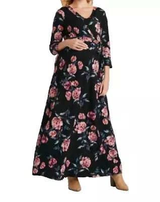 NEW Ingrid & Isabel Maternity Black Floral Dress Women's XL W/ Nursing Feature • $21.99