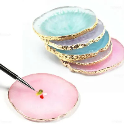 Resin Nail Gel Display Nail Art Painting Plate Manicure Agate Golden Edge  • $4.79