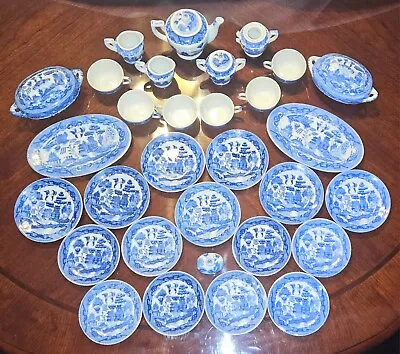 35Pc Vintage Occupied Japan Blue Willow 35pc Child’s Tea Set Circa 1945-52 • $99.99