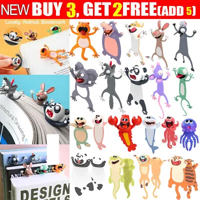 Creative Funny 3D Bookmarks Cartoon Animal Style Book Markers School Supplies • £5.27