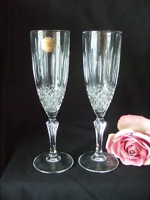 £6.99 • Buy 2 X Lead Crystal Champagne Flutes By Cristal De  France VGC - Glasses